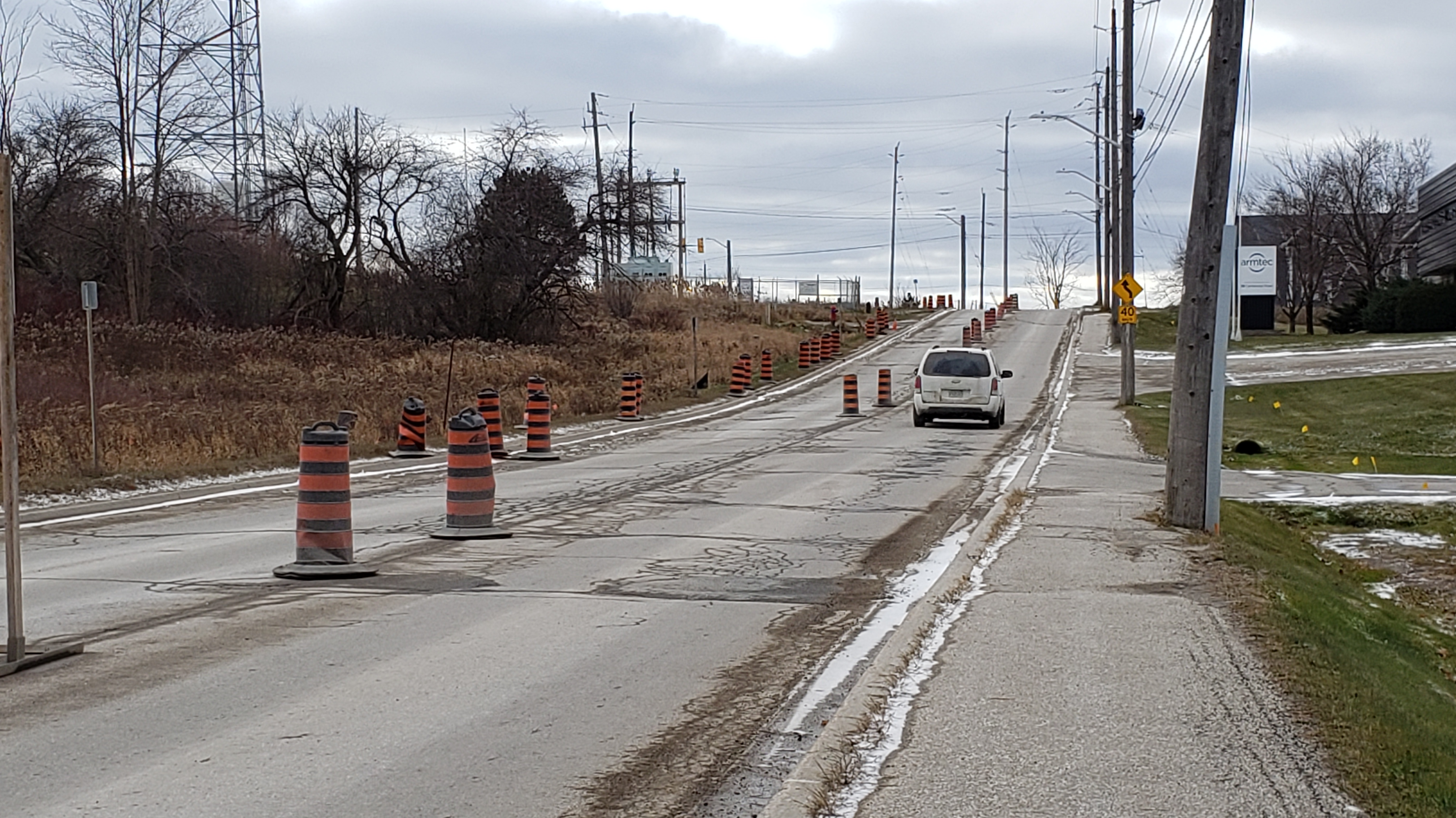 Centennial Road down to single lane